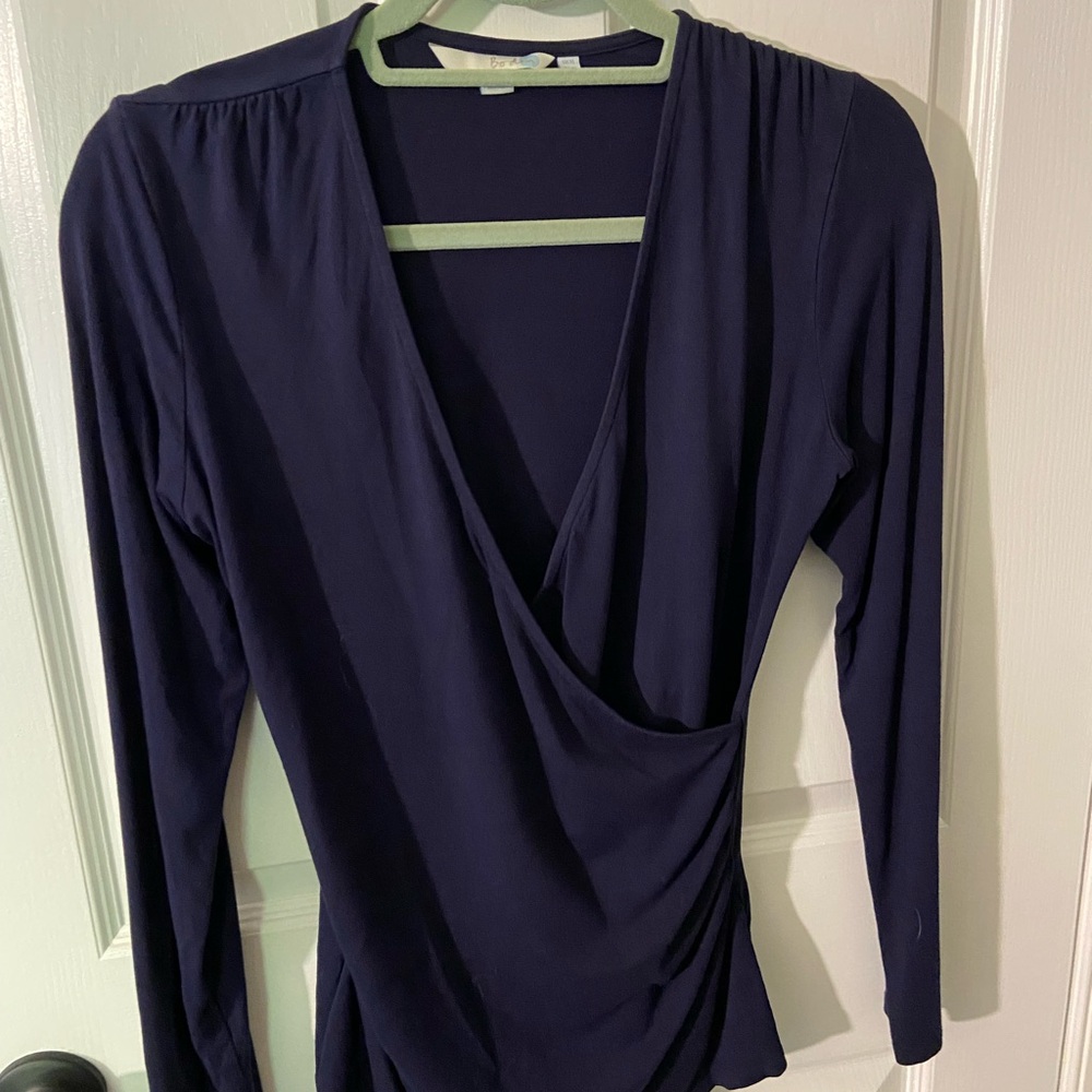 Boden Blue Long Sleeve faux wrap top